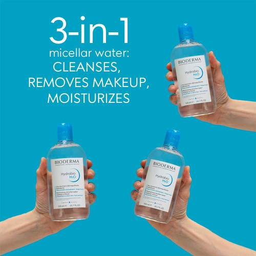میسلار واتر مرطوب کننده و آبرسان آبی رنگ هیدرابیو ا derma Hydrabio Moisturizing Micellar Water Makeup Remover 500