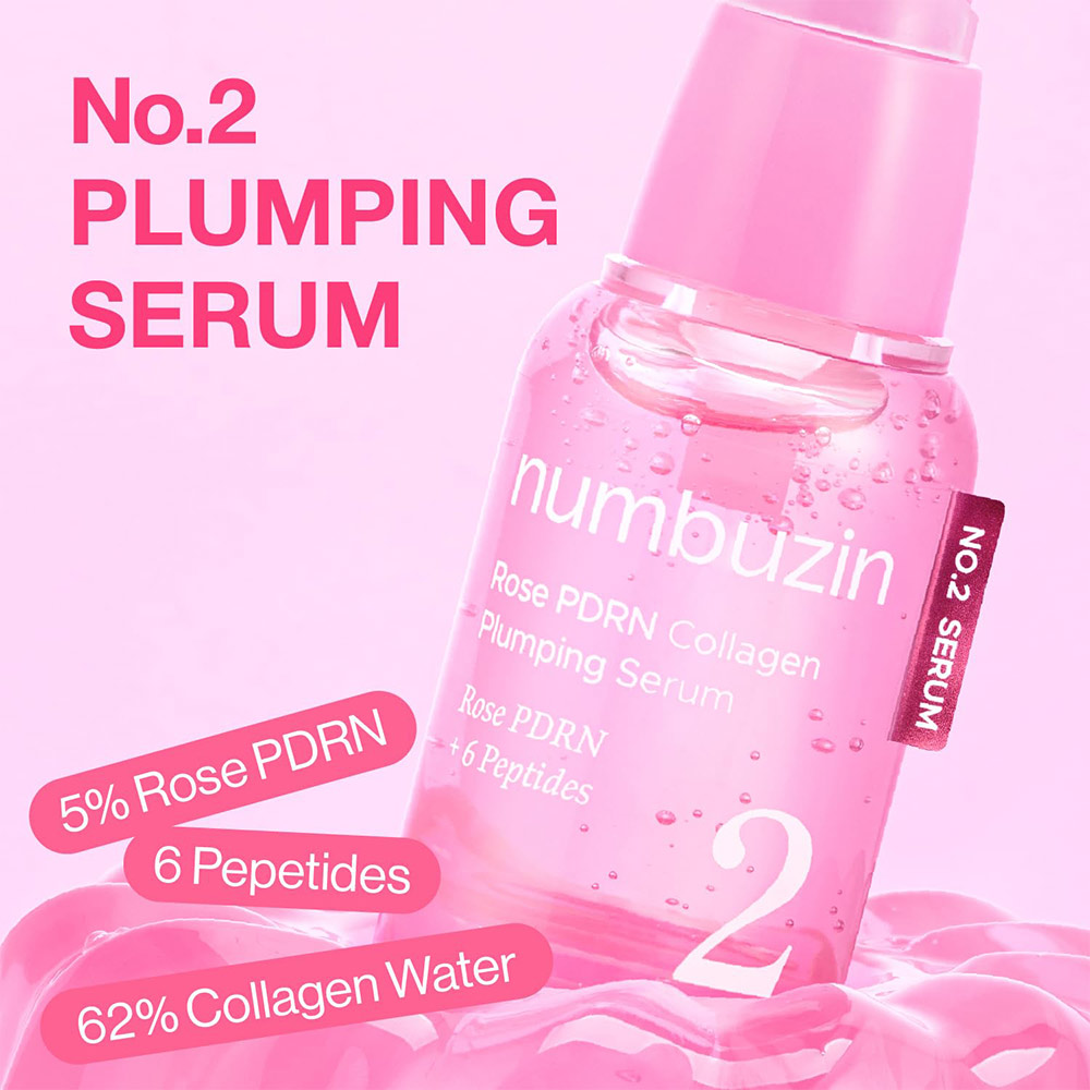 سرم حجیم کننده PDRN رز کلاژن پلامپینگ شماره 2 نامبوزین Numbuzin No.2 Rose PDRN Collagen Plumping نمای ۲