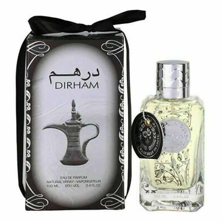 عطر ادکلن درهم نقره ای ارض زعفران حجم100میل