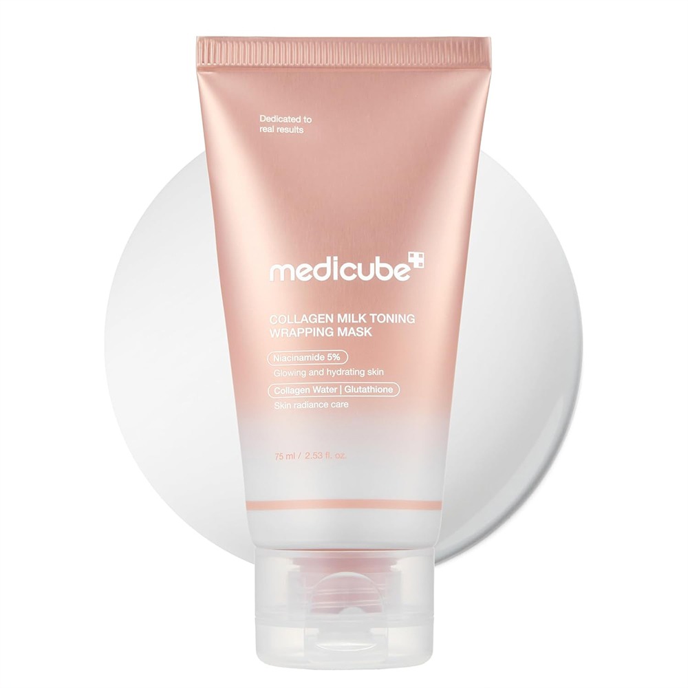 ماسک میلکی کلاژن و نیاسینامید مدی کیوب درخشان و روشن کننده پوست Medicube Collagen Milk Toning Wrapping Mask نمای ۲