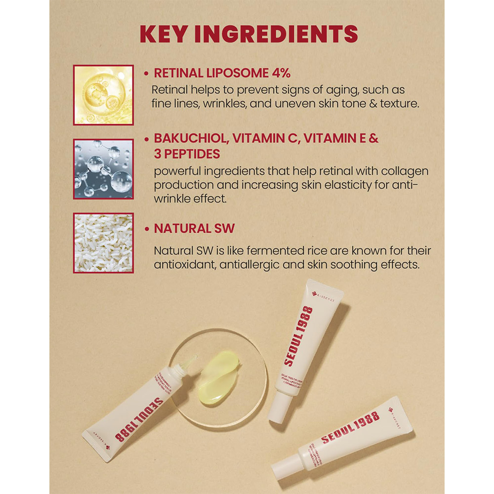 کرم دور چشم سئول 1988 لیپوزوم رتینال 1988 Eye Cream Retinal Liposome 4% + Fermented Bean