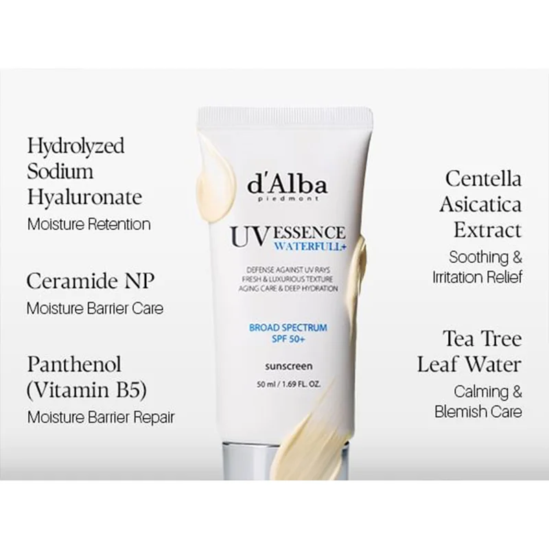 اسنس ضد آفتاب ترافل سفید د البا اصل کره ای | سبک و آبرسان SPF50+ d'Alba UV Essence Waterfull