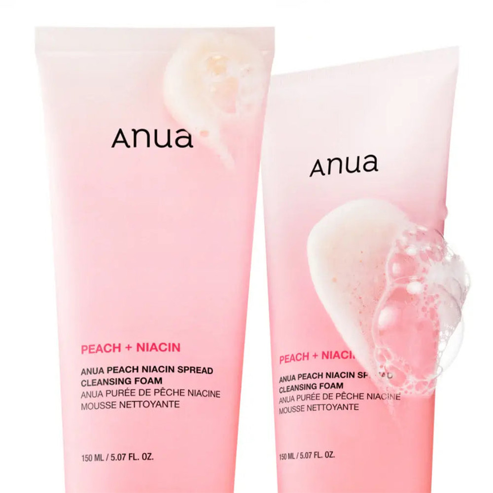 فوم شستشو عمقی صورت و لایه بردار فیزیکی نیاسین هلو آنوا  Anua Peach Niacin Spread Cleansing Foam