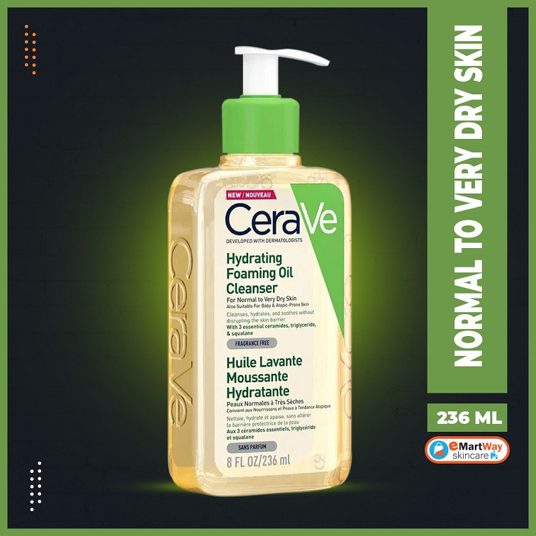 فوم شستشوی روغنی سراوی Cerave حاوی آبرسان پوست خشک و خیلی خشک | CeraVe Hydrating Foaming Oil Cleanser مخصوص پوست نرمال،خشک،خیلی خشک و حساس