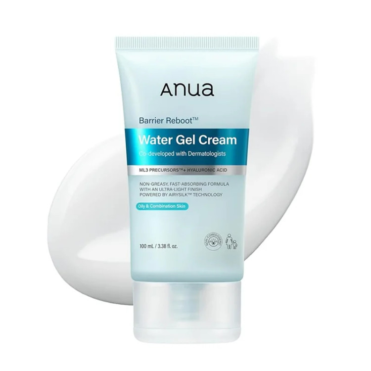 ژل کرم بریر ریبوت آنوا Anua مدل Water Gel Cream | آبرسان و تقویتکننده سد دفاعی پوست چرب، مختلط و حساس