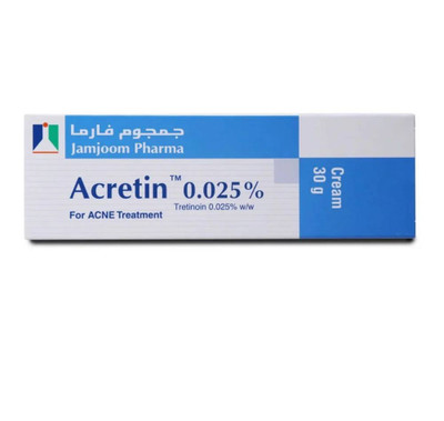 کرم ضد جوش آکرتین 0.025% تریتنوین 30 گرم | Jamjoom Pharma Acretin 0.025% Tretinoin For Acne Treatment Cream 30g