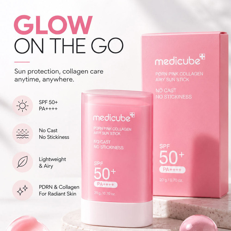 ضد آفتاب استیکی کلاژن PDRN مدی کیوب medicube PDRN Pink Collagen Airy Sun Stick