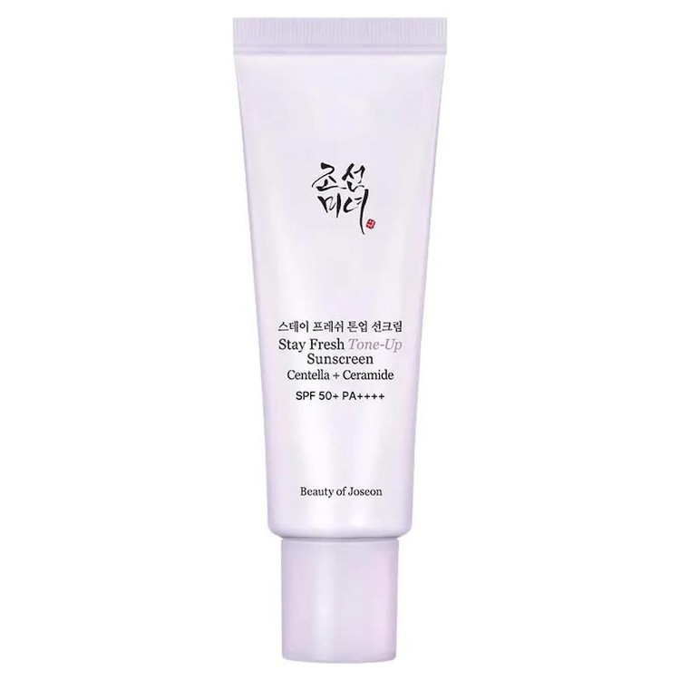 ضدآفتاب تون آپ اصلی روشن کننده و ضدلک Beauty of joseon Stay Fresh Tone-Up Sunscreen Centella + Ceramide SPF 50+ PA++++, Purple