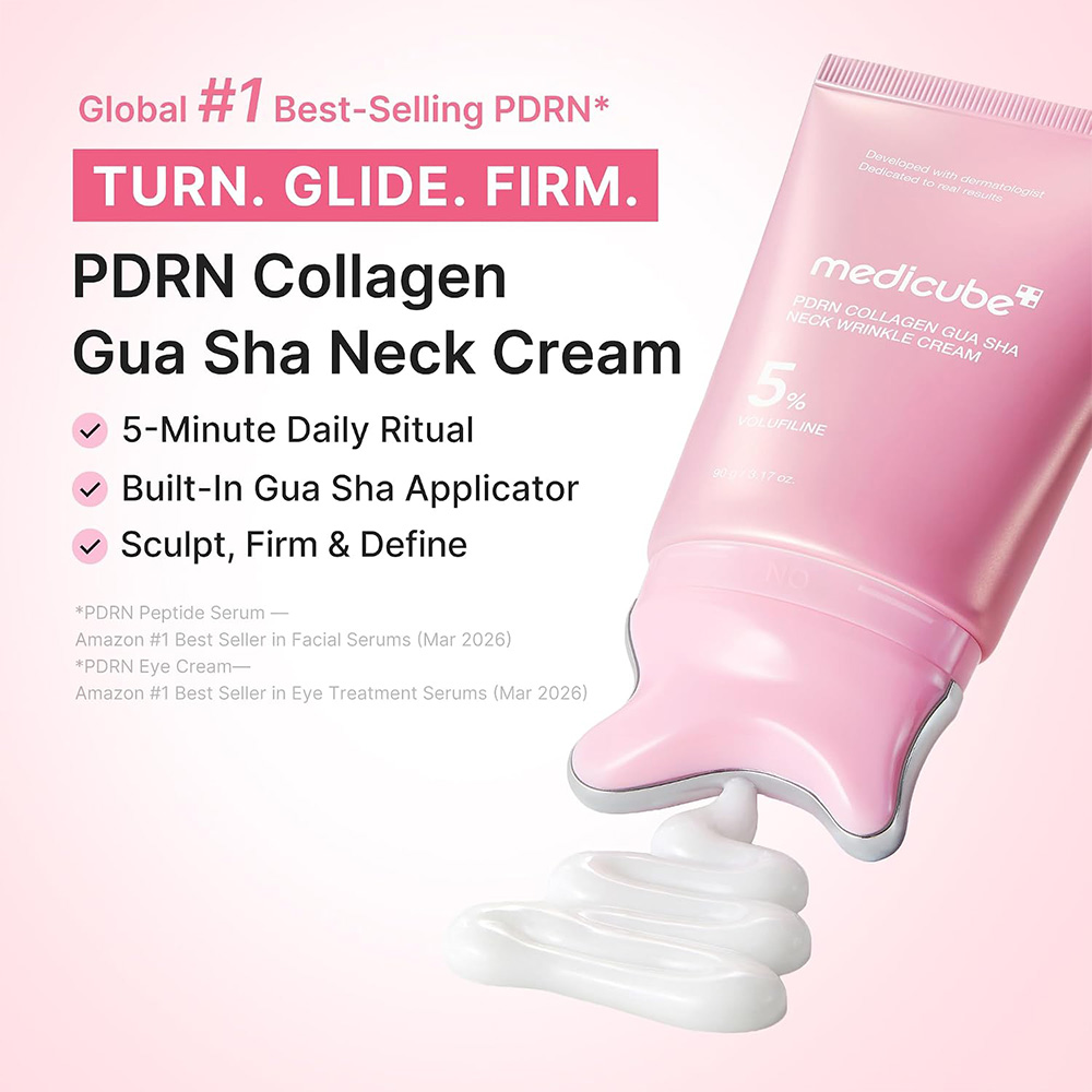 کرم گردن مدی کیوب PDRN کلاژن گواشا اصل ۹۰ گرم | medicube PDRN Collagen Gua Sha Neck Wrinkle Cream