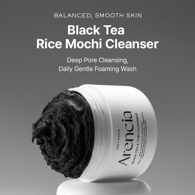 فوم شوینده صورت آرنسیا مدل چای سیاه و برنج پاکسازی عمیق و کنترل چربی پوست Arencia Black Tea Rice Mochi Cleanser