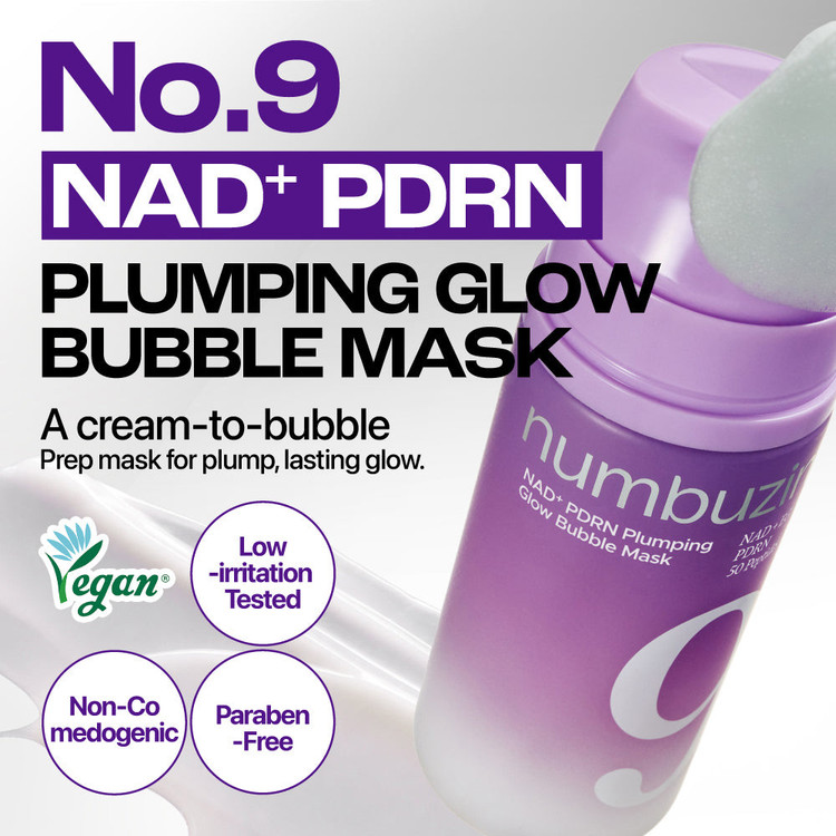 ماسک حبابی حجم دهنده و درخشان کننده PDRN و +NAD شماره .9 NAD+ PDRN Plumping Glow Bubble