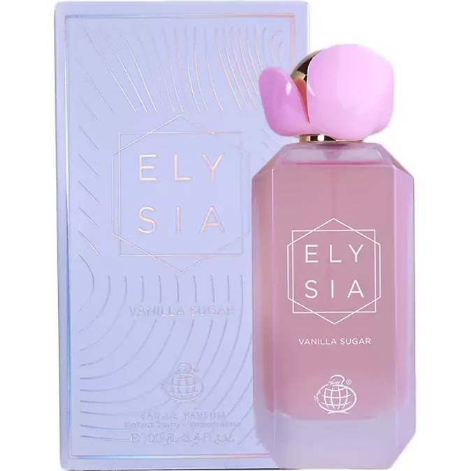 عطر ادکلن الیسیا وانیل شوگر برند فرگرنس ورد حجم 100 میل Fragrance World Elysia Vanilla Sugar